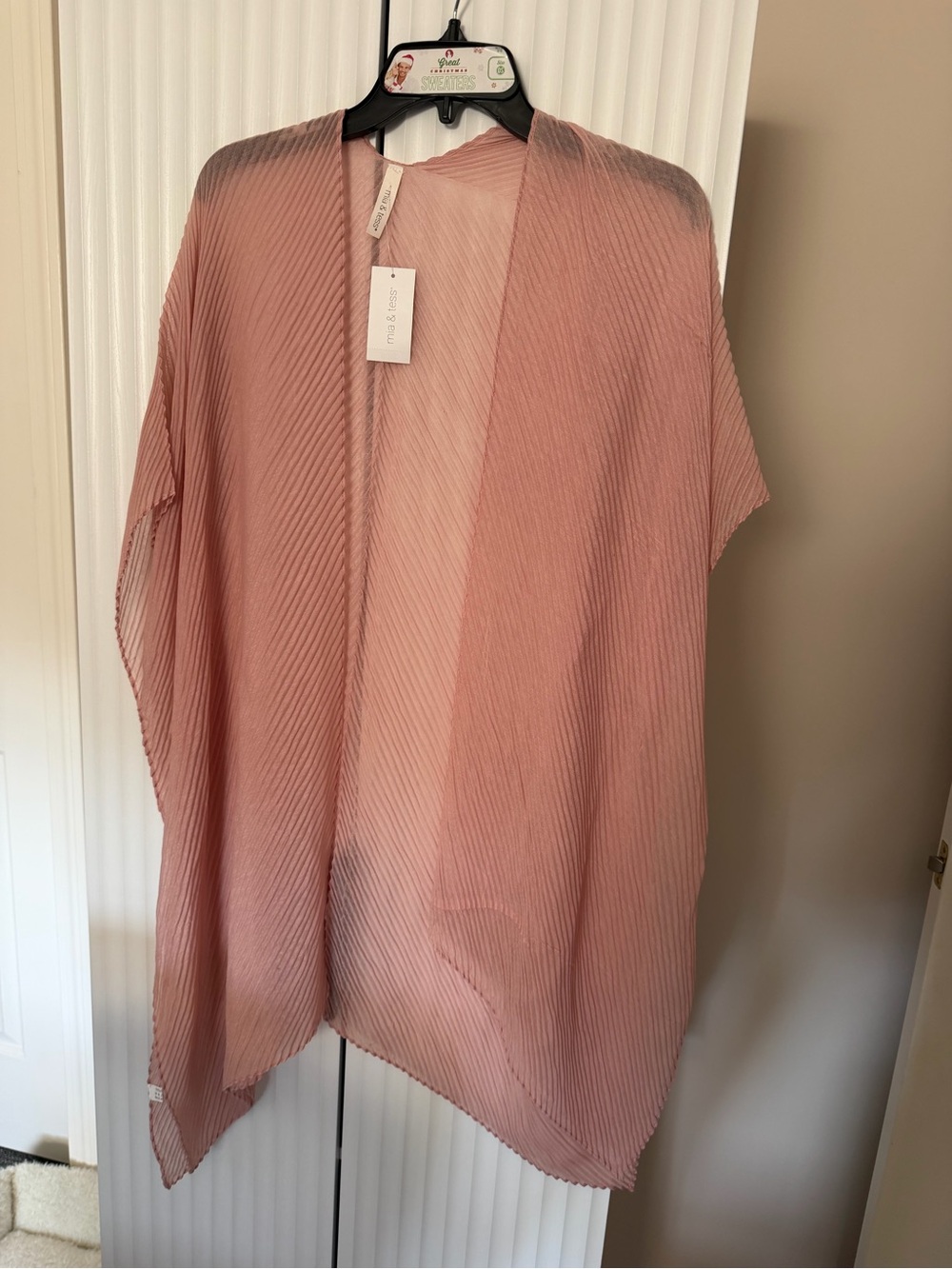 Open-Front Pleated Kimono Stye Cape in Dusty Rose by Mia & Tess NWT